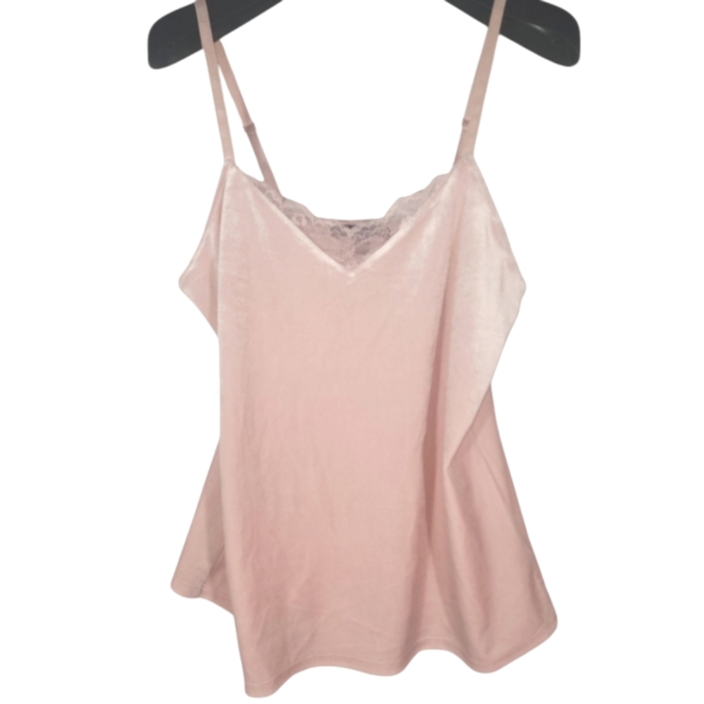 INC International Concepts Blush Pink Satin Lace Trim Camisole